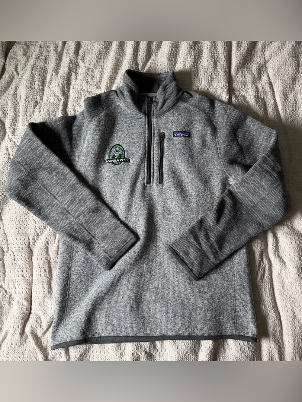 Patagonia Better Sweater Jacket Men Medium Gray Quarter Zip Fleece Pullover Logo